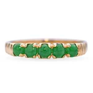 Anillo cabujón de jadeíta de oro amarillo de 14k vintage - Imagen 1 de 7
