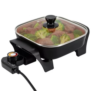 MegaChef 8-Inch Electric Skillet with Glass Lid | Nonstick Copper Coating | Blac - Picture 1 of 3