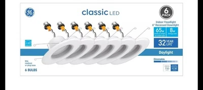 *6 Pack* GE LED Indoor Floodlight Recessed Downlight 6” Retrofit RS6 - Image 1 of 4
