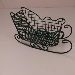 Cesto slitta filo verde decorazione natalizia invernale lungo 7" accento da tavolo - Foto 1 di 4