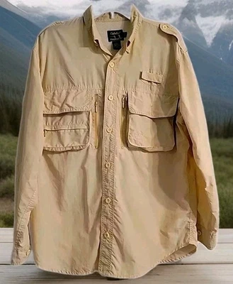 Cabelas Man's Botton Down Shirt,sz M,light Yellow, great Condition ,F14 - Image 1 of 4