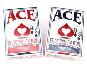 Ace Standard Size Pinochle Playing Cards - 1 Red Deck and 1 Blue Deck - Picture 1 of 2
