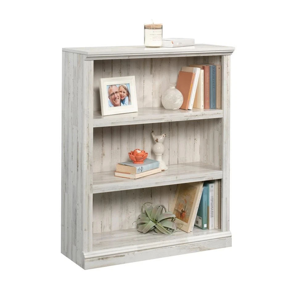 Sauder 426427 3 Shelf Bookcase White Plank Finish