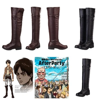 Attack on Titan:Eren Jager Cosplay Long Boots Shoes Eren Jäger Military Boots - Image 1 of 2