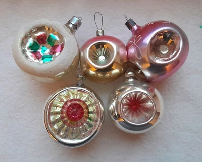 Vintage. Navidad. Año Nuevo. Juguetes de árbol de Navidad. Juego de 5 piezas. URSS Foto 1 de 4