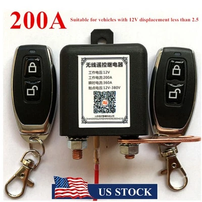 12V Car Battery Isolator Disconnect Cut Off Integrated Wireless Dual Remote -USA - Image 1 of 4
