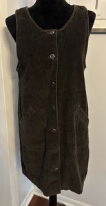 Vintage Sonoma Corduroy Jumper Dress Brown Button Down Academia Cottage Small - Picture 1 of 7