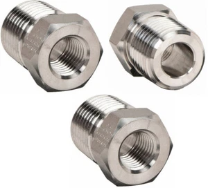 (3 Pack) 1/2" x 1/4" 316 Stainless Steel NPT Threaded Hex Bushing | 3000 3M 304 - Picture 1 of 3