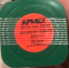 2015 US MINT ROLL OF 20 1TROY Oz .999 FINE SILVER AMERICAN EAGLE COIN:UNCIRCULAT