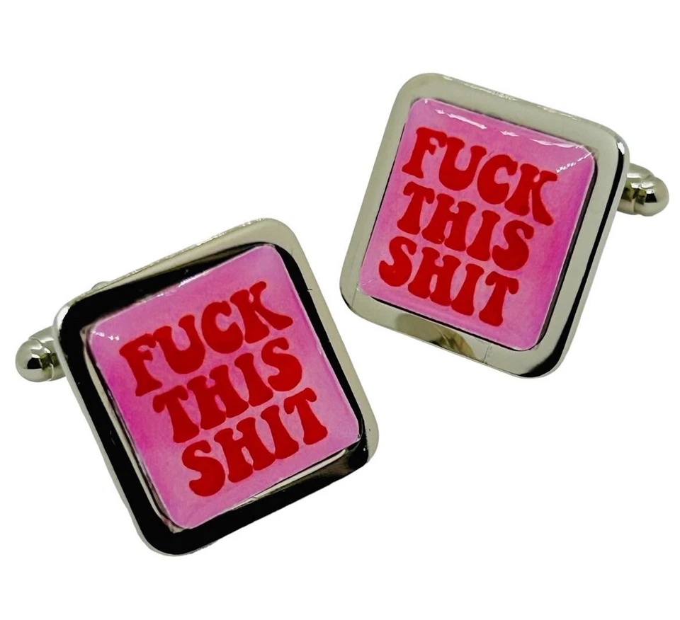 Gemelos únicos F*CK THIS SH*T hechos a mano me rindo ya hecho SUFICIENTE en caja Foto 1 de 1