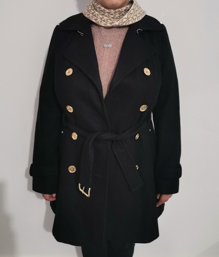 Cappotto donna MICHAEL KORS nero lana spessa taglia 14UK