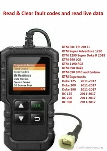 Escáner de código de falla herramienta diagnóstico OBD2 para KTM DUKE - 690 990 1190 1290 125-390 - Imagen 1 de 3
