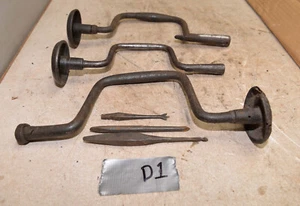 3 antique braces two 1840's H O White & 1700s rare flip end drill collectible D1 - Picture 1 of 8