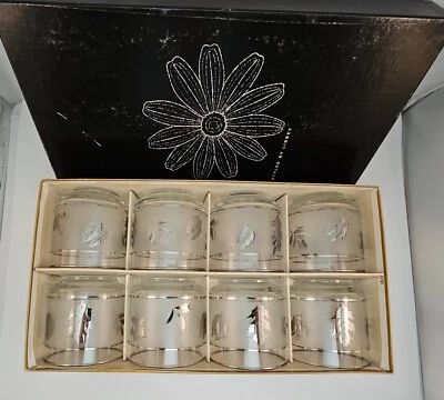 Folhagem de prata vintage Libbey Hostess 9,5 oz. Conjunto de vidro à moda antiga - HTF - Imagem 1 de 4