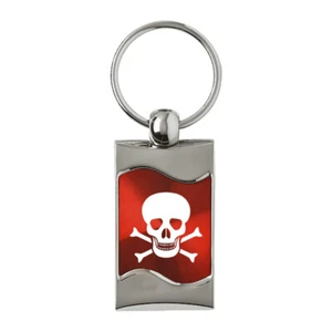 Llavero y llavero de calavera - llavero de metal cepillado hilado onda roja - Imagen 1 de 3