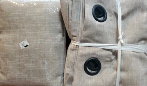 2 Pottery Barn Emery Linen Grommet Blackout Drapes, Oatmeal 50x 96" 4770300 - Picture 1 of 9