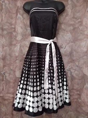 Ruby Rox Black Strapless Dress White Polka Dot Pleated Skirt Lined size 3 - Image 1 of 4