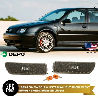 DEPO Smoke Front Bumper Side Marker Light Pair For 99-04 VW Golf GTi Jetta 4 IV - Image 1 of 4