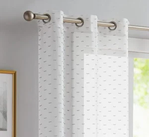 Set of Two 96 Silver Sprinkled Embellishment Window Curtain Panels - Picture 1 of 1