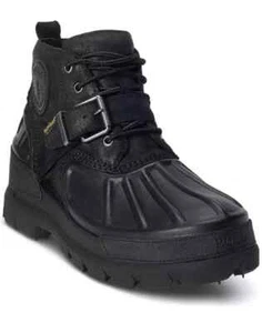 Polo Ralph Lauren Oslo Low Boots Mens 10 Black Leather Suede Waterproof - Picture 1 of 5