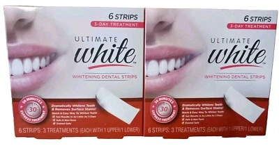 2PK Ultimate White Teeth Whitening Dental Strips 12 total: 6 strips 3 treatments - Image 1 of 4