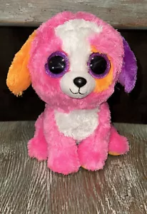 2016 gorro Tysilk cachorro perro precioso rosa peluche animal de peluche ojos enormes 8 pulgadas - Imagen 1 de 8