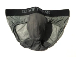 New GO SOFTWEAR Men's Grey Sheer Mesh Cut out Bikini Brief Underwear sz S #201 - Picture 1 of 10