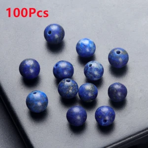  100 Stck. 6 mm Natürlicher Lapislazuli Halbgebohrtes Loch Runde Kugel Lose Perlen HT1009 - Bild 1 von 5