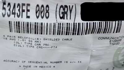 Cable elevador de seguridad y sonido comercial blindado Belden 5343FE 18/4P gris/50 pies Foto 1 de 4