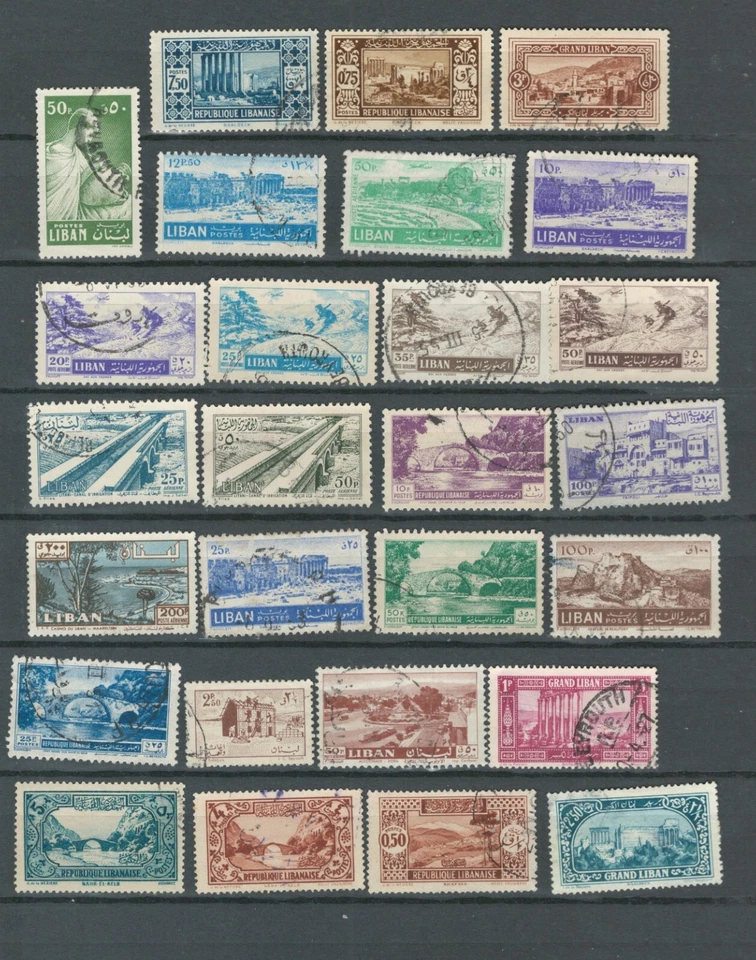 LOTE DE SELLOS MH MANDATOS FRANCESES DEL LIBANO SITIOS HISTÓRICOS Y VISTAS (LEB 277) Foto 1 de 1