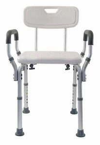SILLA DE DUCHA DE BAÑO MÉDICO BLANCA AJUSTABLE BANCO TABURETE ASIENTO RESPALDO - Imagen 1 de 6