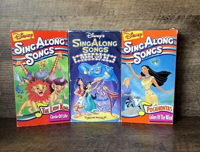 Disney Sing Along Songs VHS LOT Aladdin Pocahontas The Lion King FULLY TESTED - Image 1 of 4