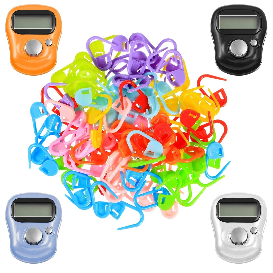 4 Piezas Contadores Marcador de Puntada LCD Dedo Digital con Tejido Fila Crochet Foto 1 de 4