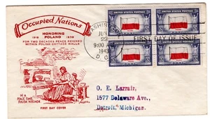 #909 Poland 1943 FDC Overrun Nations Series - 1st PentArts - Picture 1 of 2