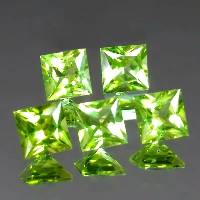 3.61cts 5mm Princess Natural Peridot Loose Genuine Gemstones - Image 1 of 3