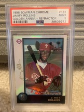 1998 Jimmy Rollins Bowman Chrome Golden Anniversary Refractor 2/5 PSA 9 RARE