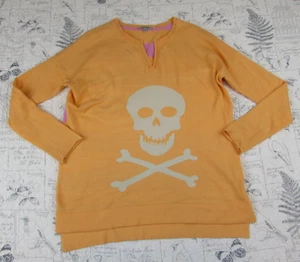 Lisa Todd Totenkopf Strick Top Baumwolle Kaschmir Bld Split V-Ausschnitt Orange Pink Damen XS - Bild 1 von 9