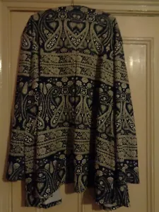 BLUE & BEIGE OPEN FRONT LONG SLEEVED DRESS JACKET 5XL SIZE 26 - Picture 1 of 3