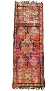 Vintage 4x10 Geometric Moroccan Traditional Area Rug Autentica Berber Wool Rug
