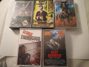 5 Cassette Glam Metal Rock Lot: Tesla, Thorogood, Steve Vai, Y and T, Ozzy - Picture 1 of 16