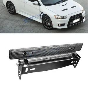 Carbon Fiber Pattern Front Bumper License Plate Mounting For Mitsubishi Lancer - Picture 1 of 13