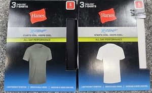 Men's Short Sleeve T Shirts S 34-36 Hanes 6 Pk X Temp Mesh Stretch White Black - Picture 1 of 6