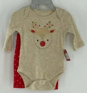 Newborn Christmas Outfit Bodysuits Legging Reindeer Cat & Jack Infant Girl 2 PC - Picture 1 of 3
