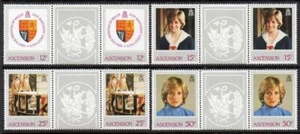 Ascension postfrisch 1982 Prinzessin von Wales 21. Geburtstag Dachrinnenpaar Set - Bild 1 von 1