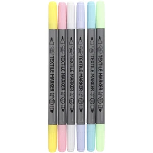 Stoffmalstifte, Strichstärke: 2,3+3,6 mm, 6 Stck., Pastellfarben - Bild 1 von 1