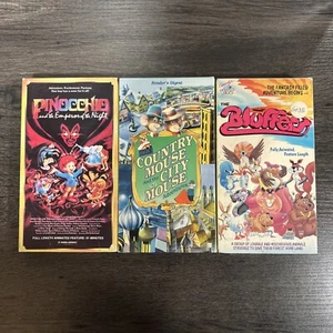 Vintage Retro Cartoon VHS Lot Pinocchio Emperor Of Night The Bluffers OOP Rare - Picture 1 of 5