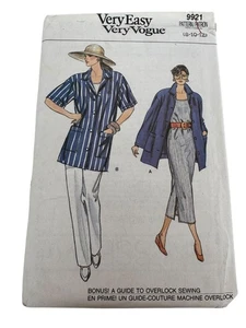 Vogue Sewing Pattern 9921 Shirt Dress Pants Set 1980s Vintage Outfit 8 10 12 UC - Picture 1 of 11