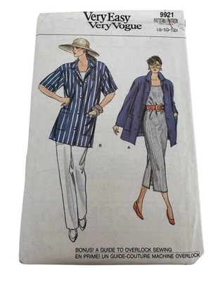 Vogue Sewing Pattern 9921 Shirt Dress Pants Set 1980s Vintage Outfit 8 10 12 UC - Image 1 of 4