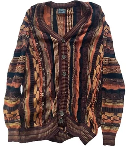 VTG Coogi Sweater Large Cardigan 3D Knit Multicolor Biggie Smalls 90s 100% Wool - Picture 1 of 1