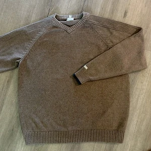 Herren Columbia Pullover Gr. XL braun Baumwolle V-Ausschnitt gerippte Akzente top - Bild 1 von 8